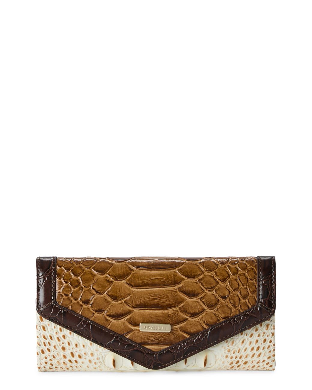 Brahmin Brown Veronica Croc Embossed Leather Wallet