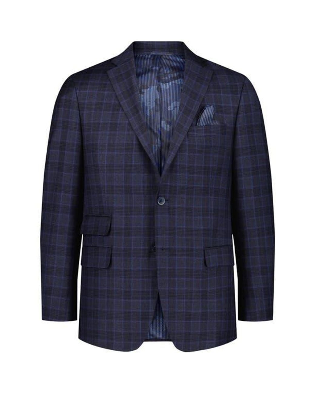 Robert Graham Blue Kipton Windowpane Plaid Wool Blend Sport Coat for men