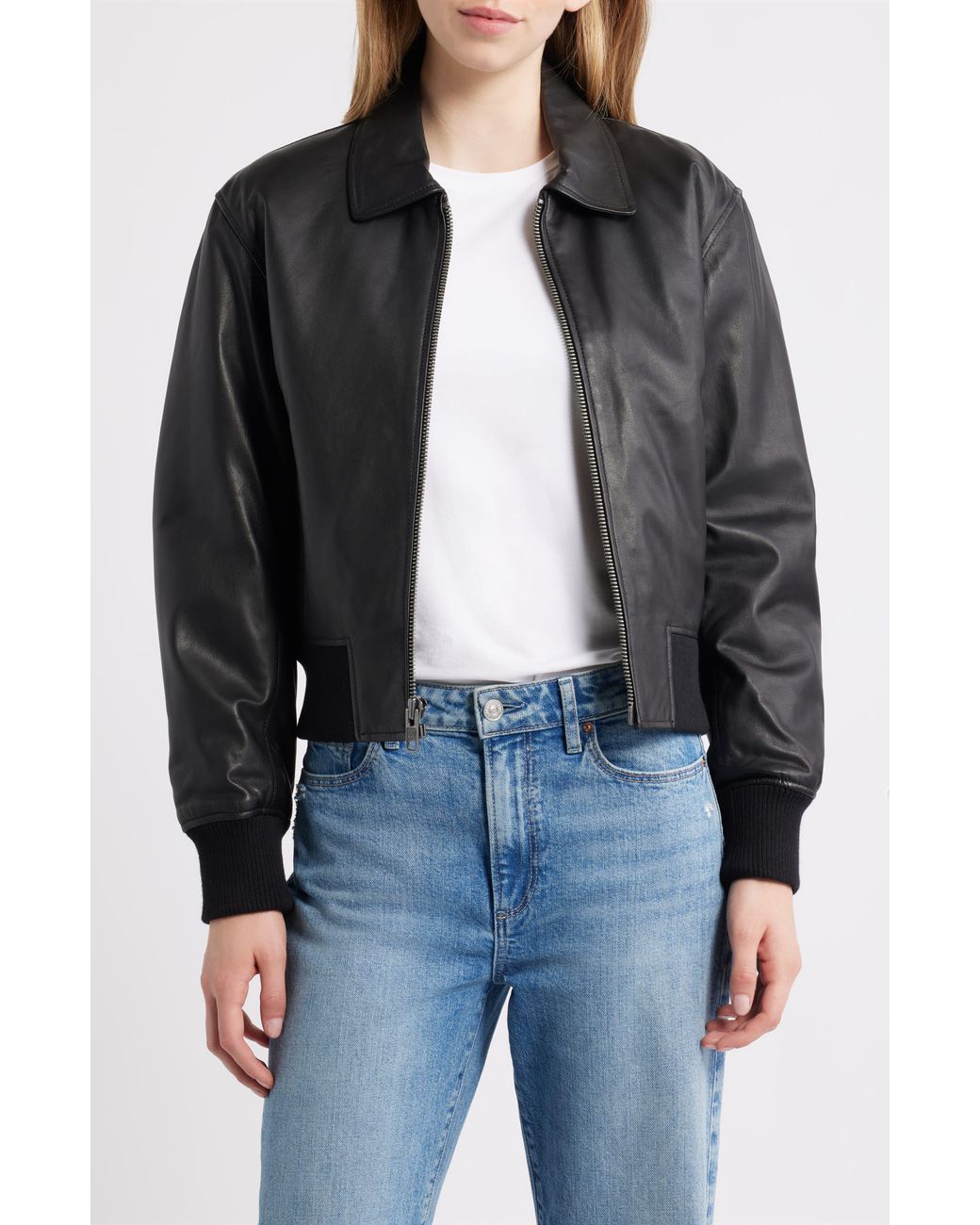 Schott Nyc Black Leather Bomber Jacket
