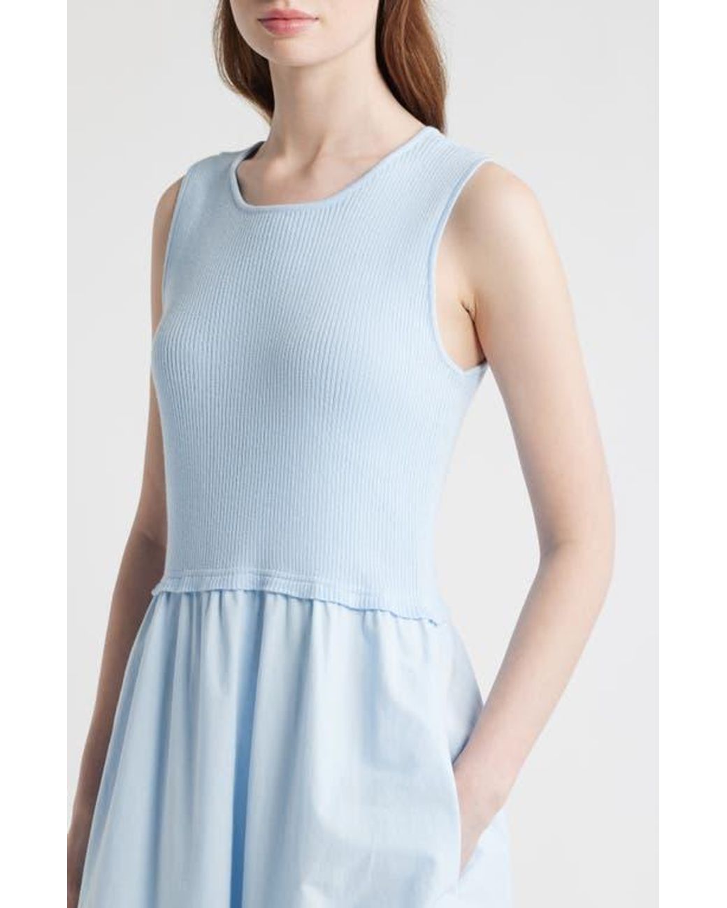 Sam Edelman Mixed Media Eyelet Detail Maxi Dress in Blue | Lyst Sam Edelman Mixed Media Eyelet Detail Maxi Dress in Blue | Lyst