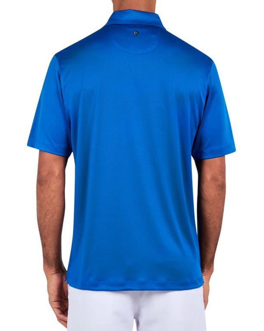 Con.struct Blue Regular Fit Solid Recycled Performance Golf Polo for men