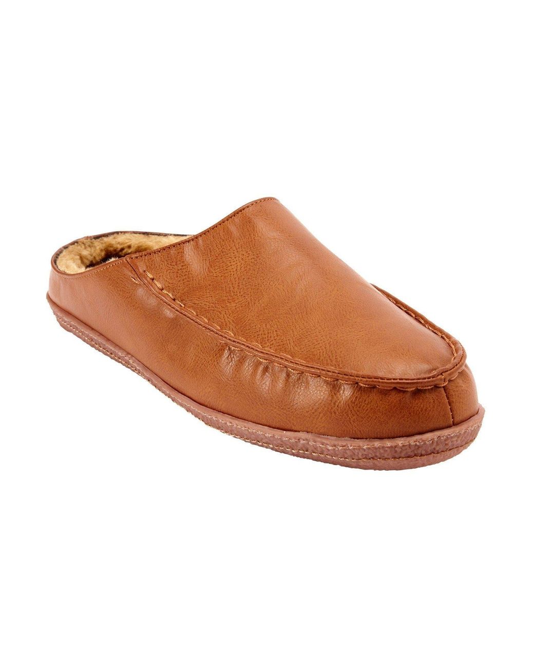Kingsize Brown Fur-Lined Clog Slippers for men