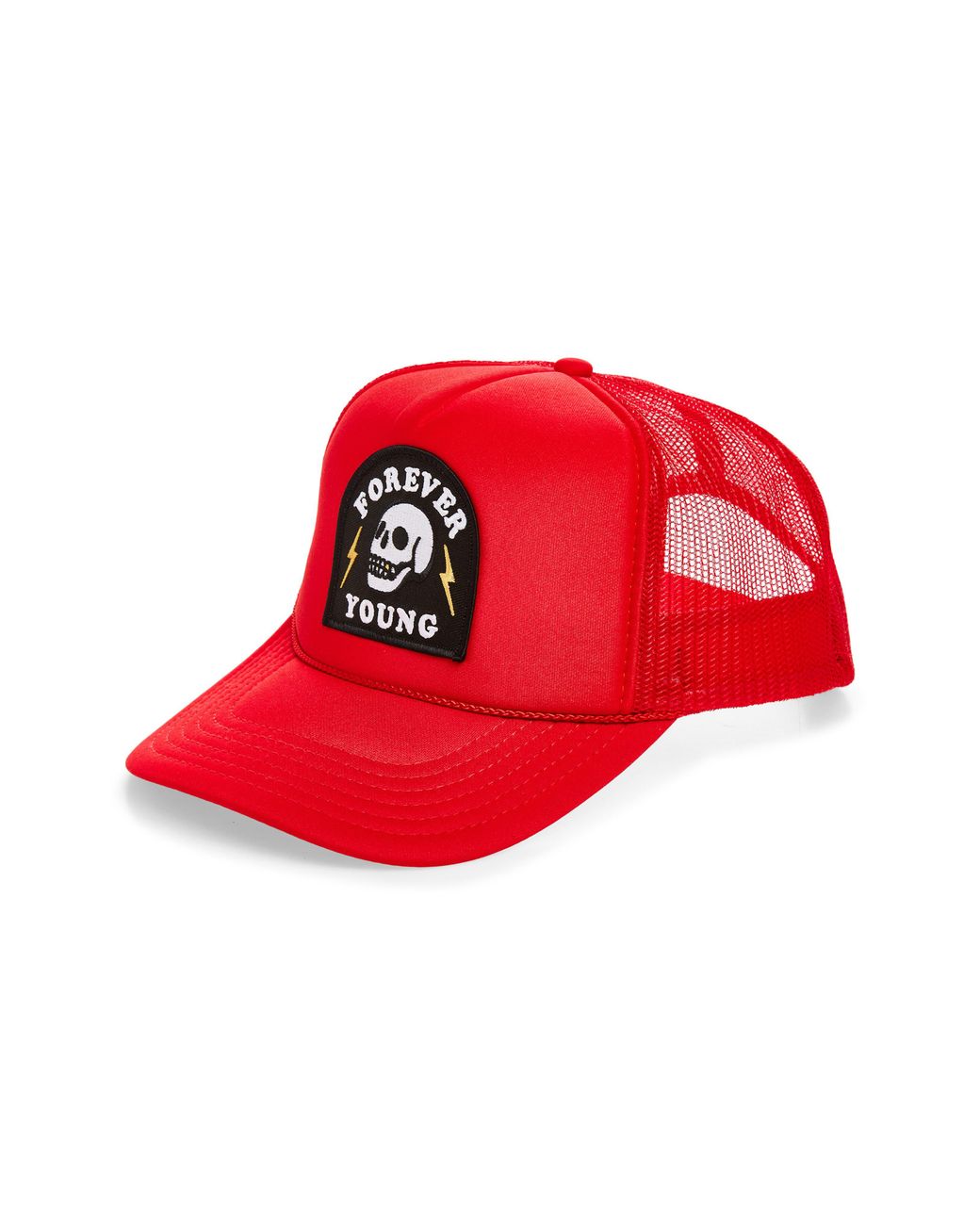 Local Beach Red Forever Young Patch Trucker Hat for men
