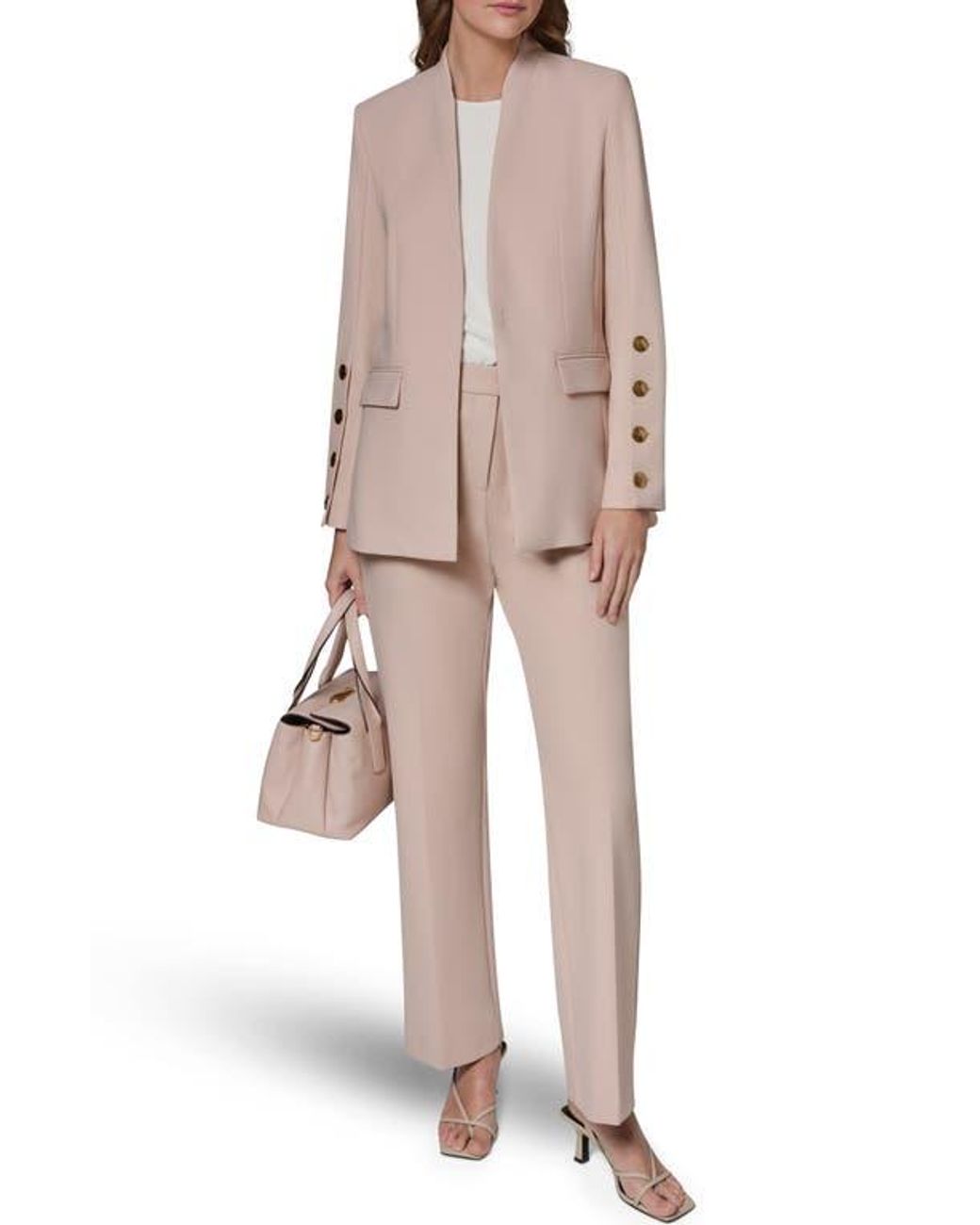 Donna Karan Pink Button Sleeve Blazer