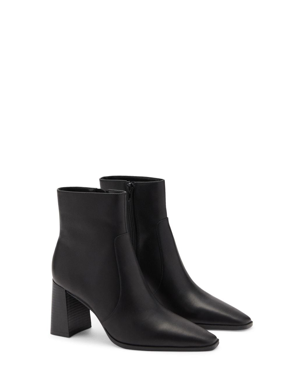 Mango Black Block Heel Leather Bootie