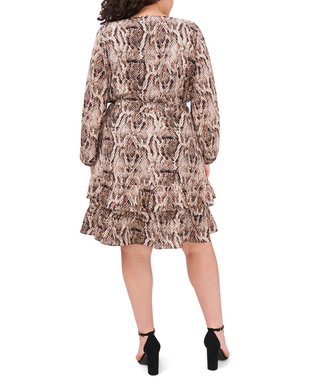 1.STATE Sultry Snakeskin Print Ruffled 