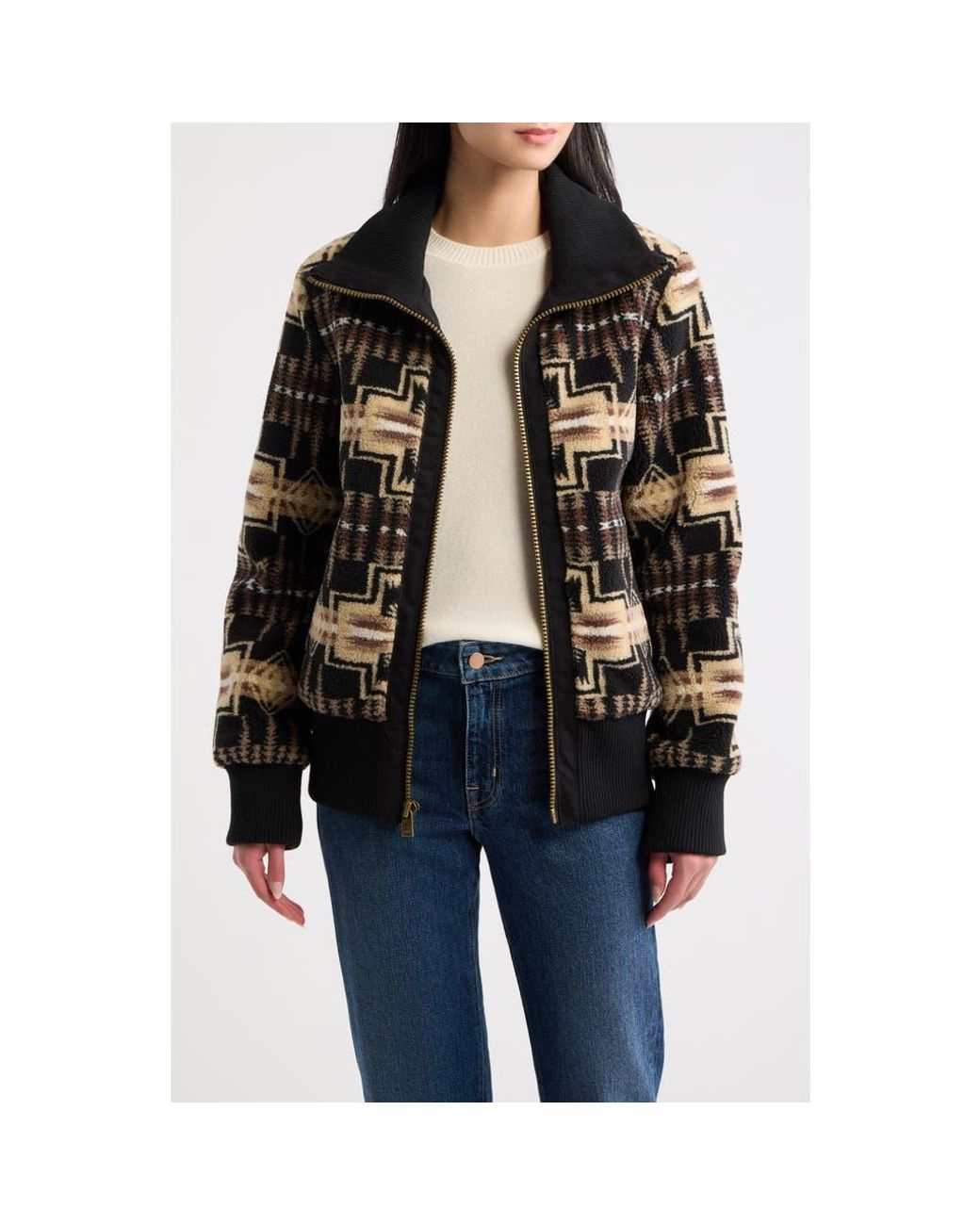 Pendleton Black Foxglove Fleece Bomber Jacket