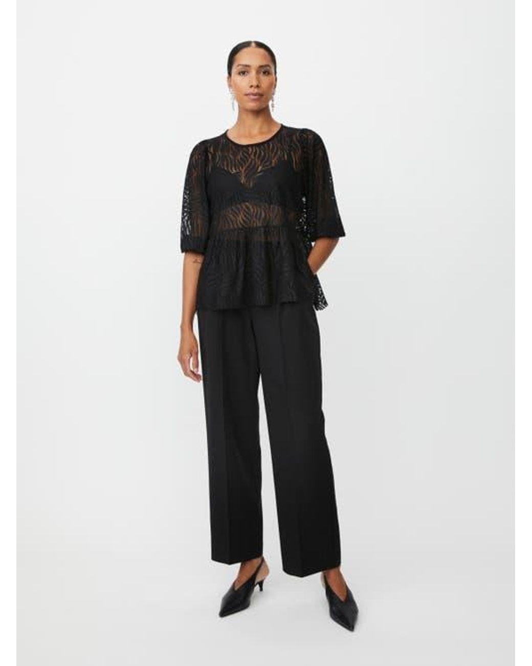 Masai Black Lace Peplum Top