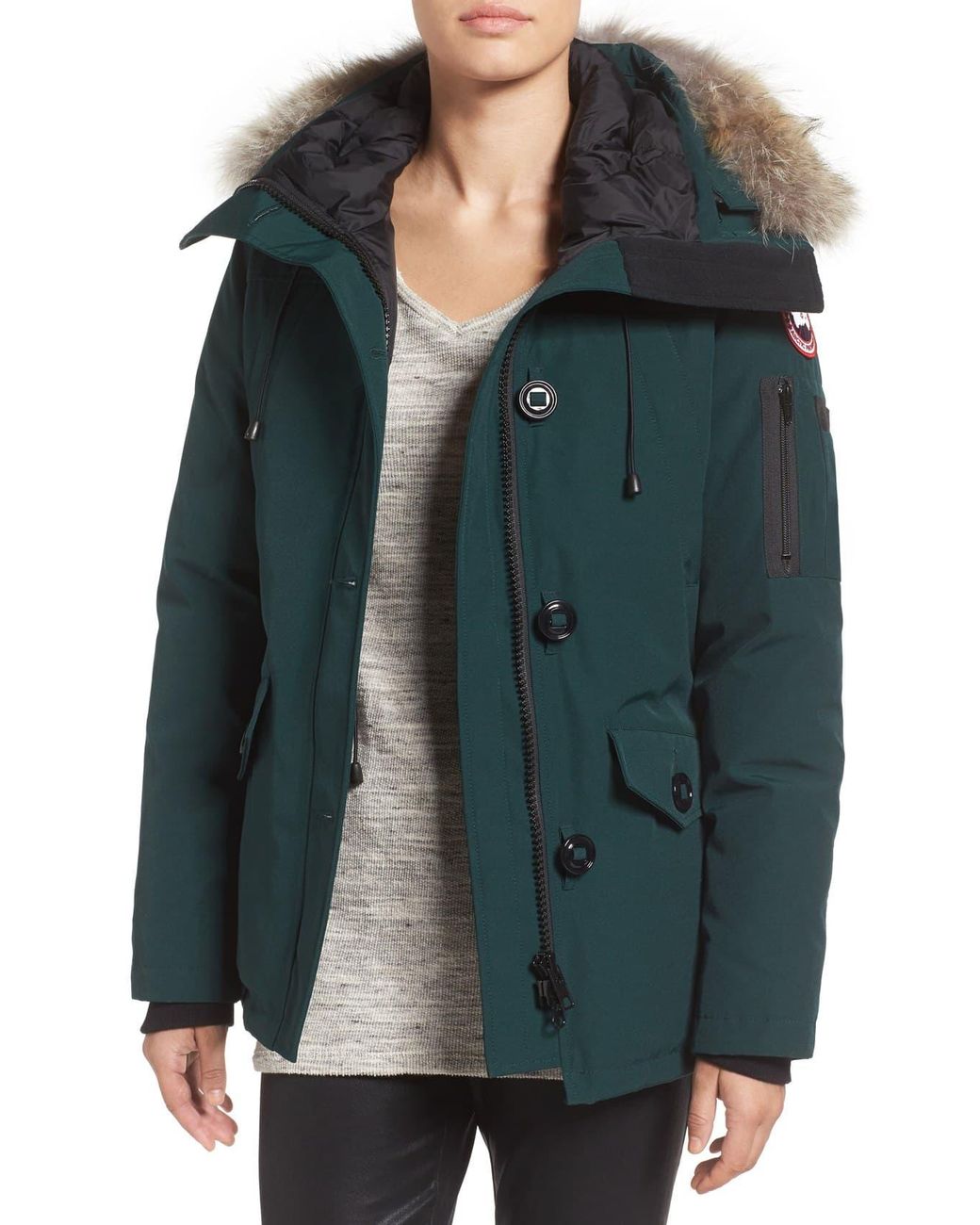 Canada Goose Montebello Slim Fit Down Parka With Genuine Coyote Fur Trim in Green Lyst