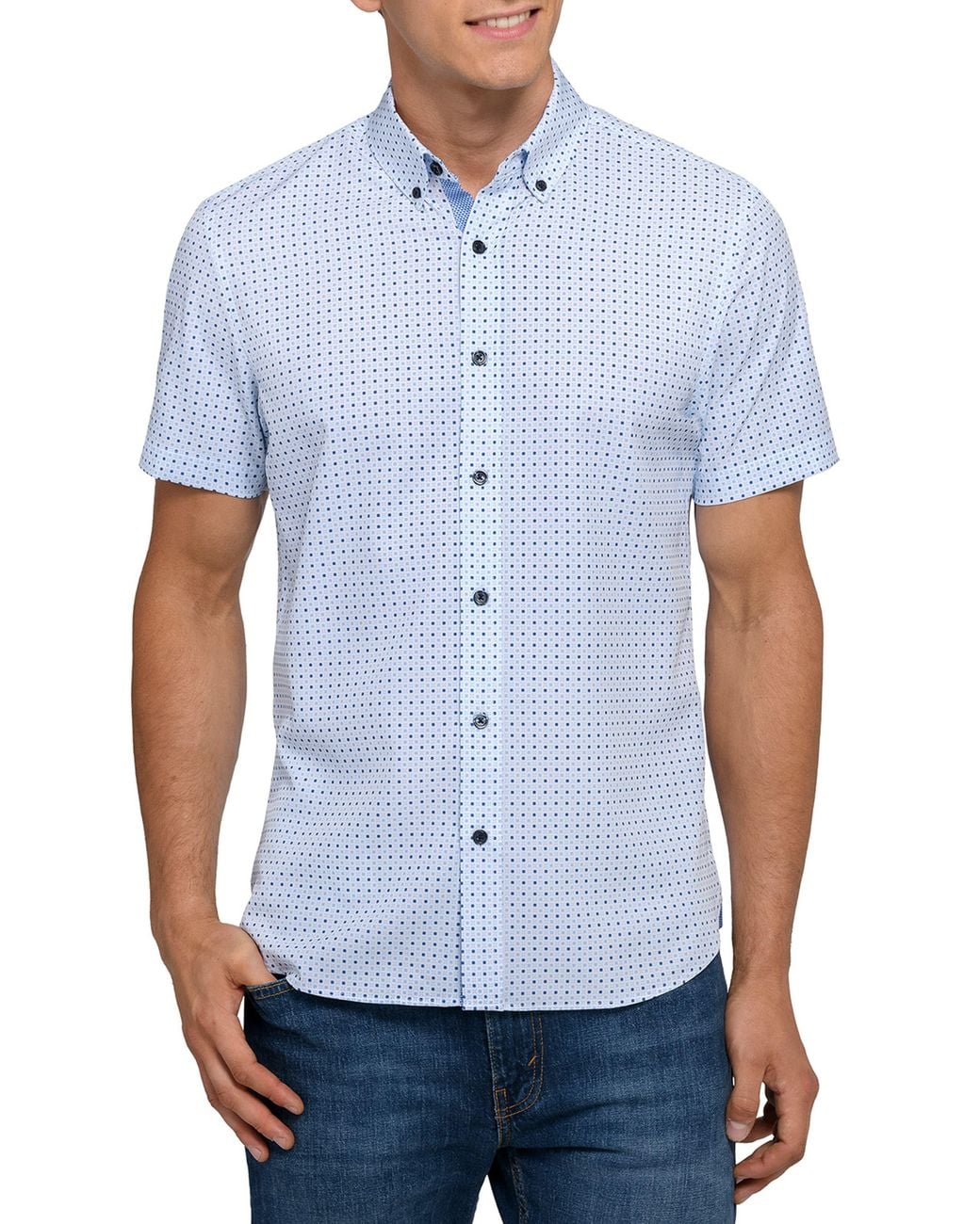 Con.struct Blue Dash Duo Woven Short Sleeve Basic for men