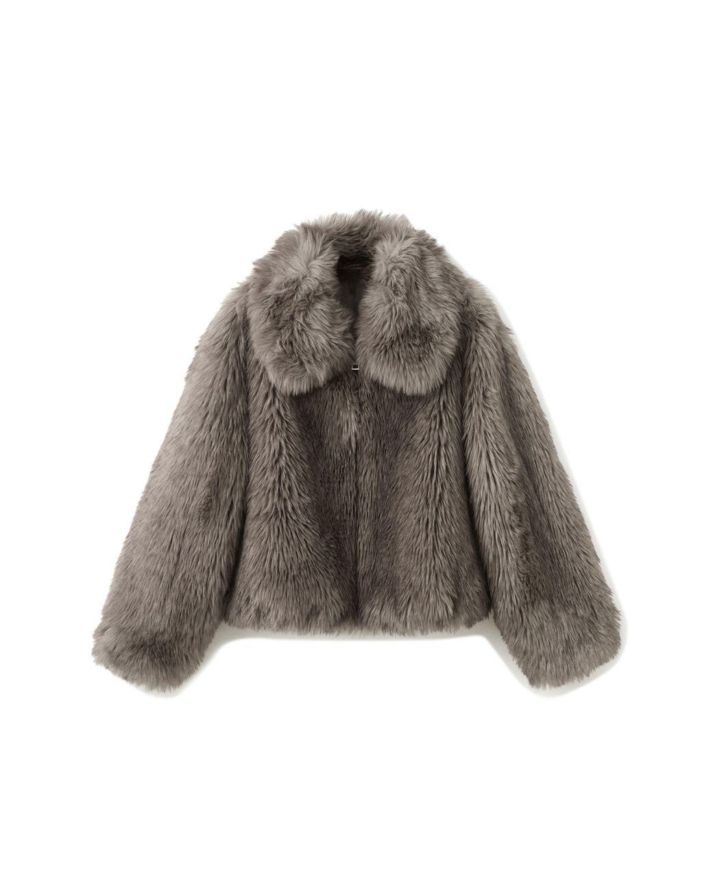 Mango Brown Faux Fur Front Zip Jacket