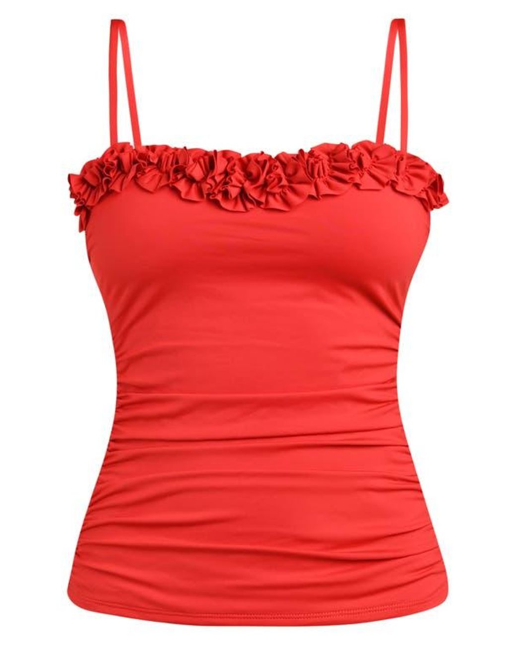 La Blanca Island Goddess Ruffle Tankini Top in Red | Lyst