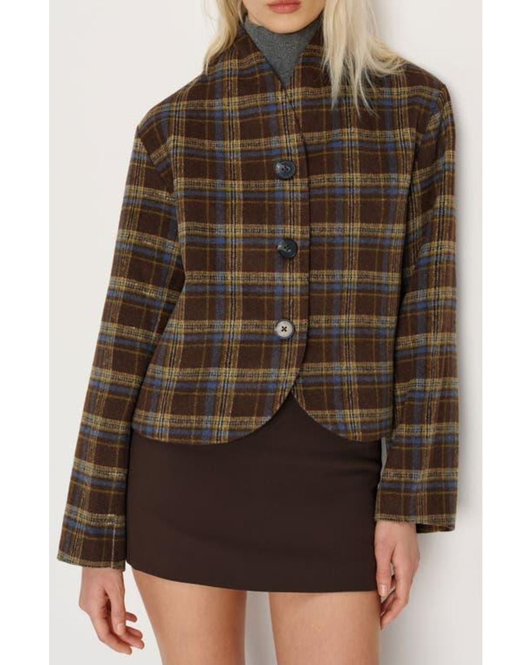 Reformation Brown Owen Plaid Jacket