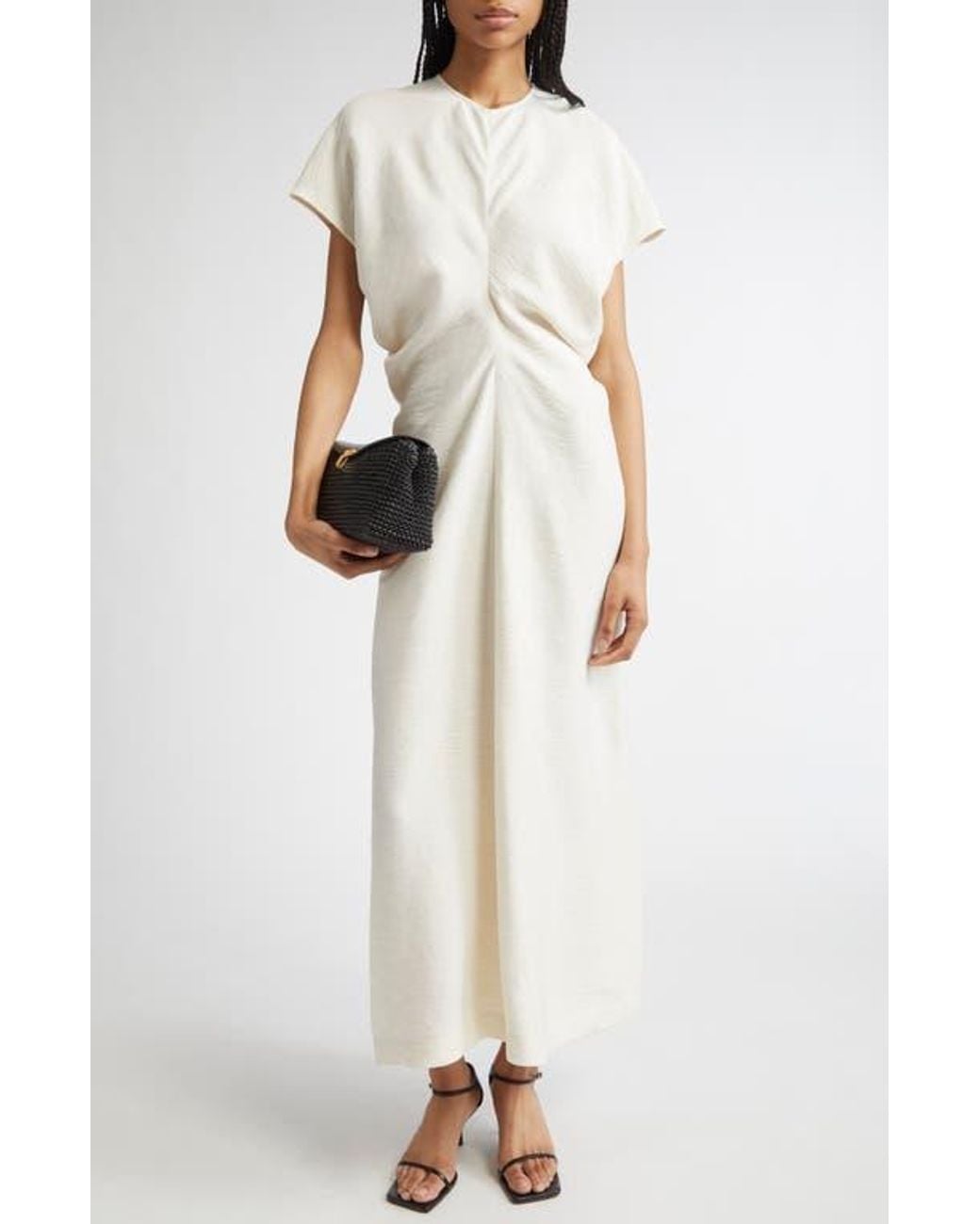 TOTEME Crinkle Texture Knit Maxi Dress in White | Lyst