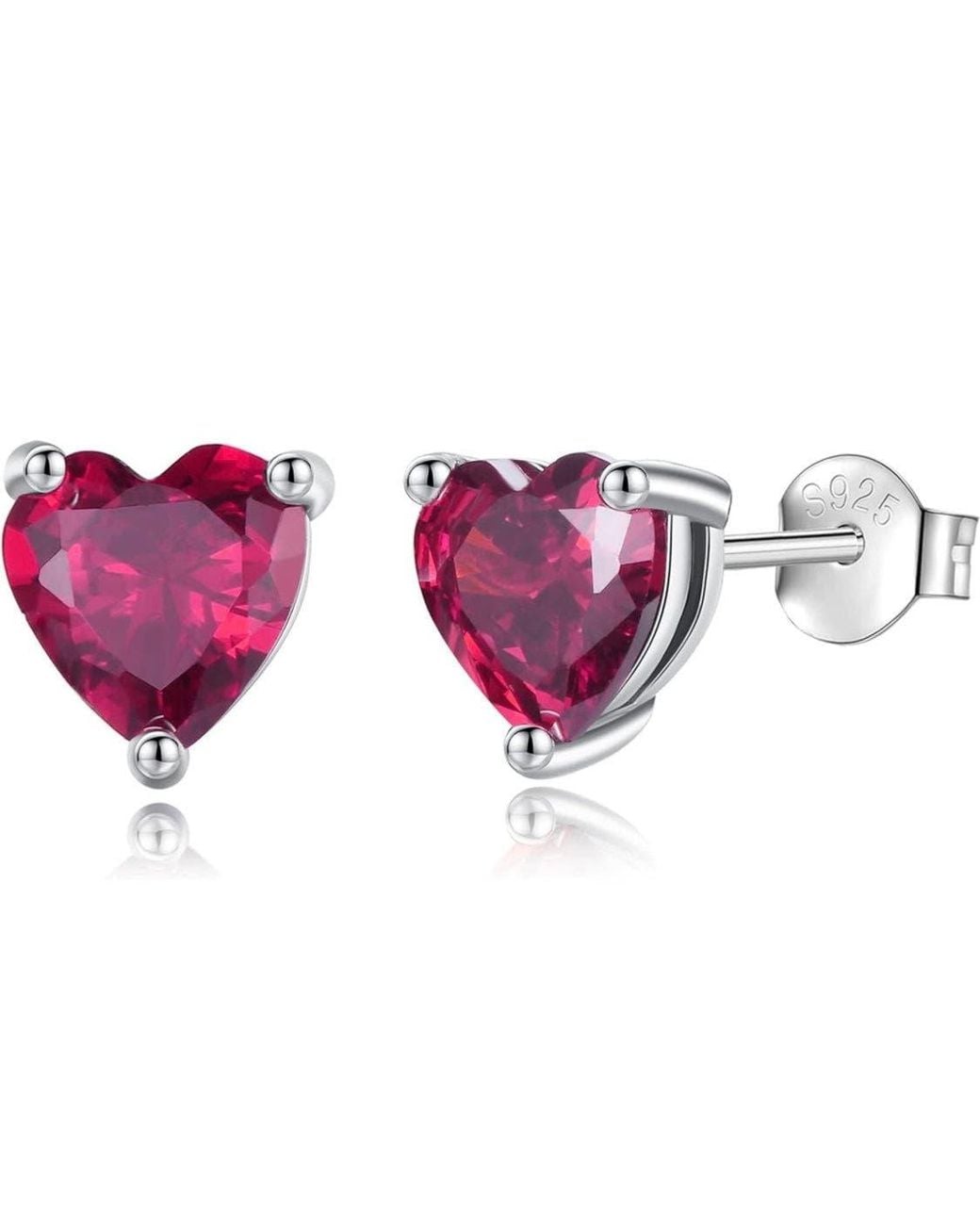 Donatello Gian Purple Solid Sterling Created Gemstone Heart Stud Earrings
