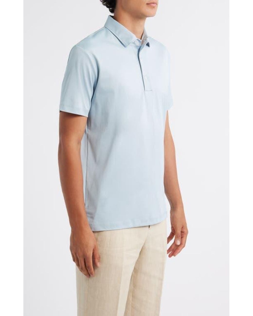 Aurélien Blue Aur1 Solid Cotton Polo for men