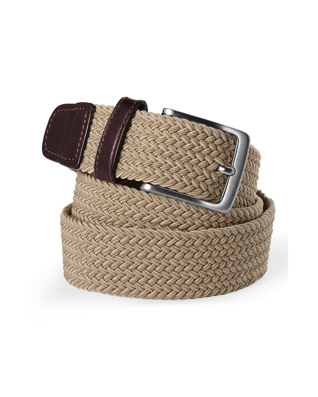 Lands' End Brown Elastic Braid Belt for men