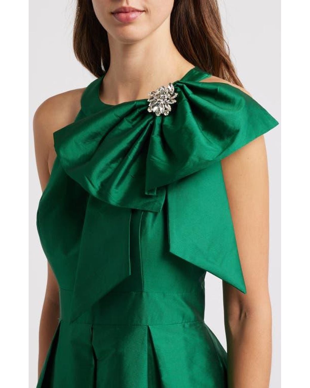 slim fit dress slacks Mikado Sleeveless Mermaid Dress with Overskirt Green / FR 56 main image 1