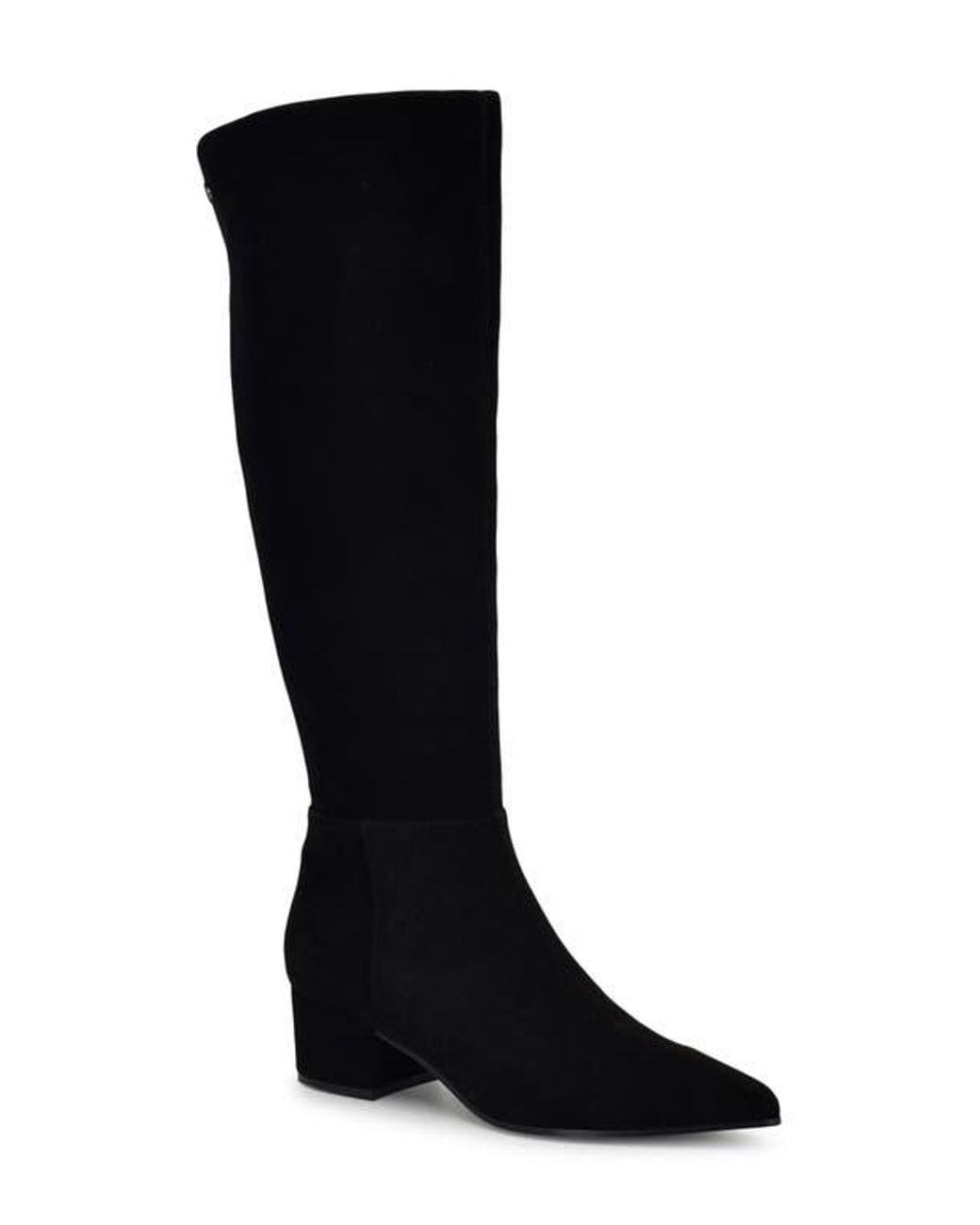 Nine West Black Pointed-Toe Knee-High Leather Boots