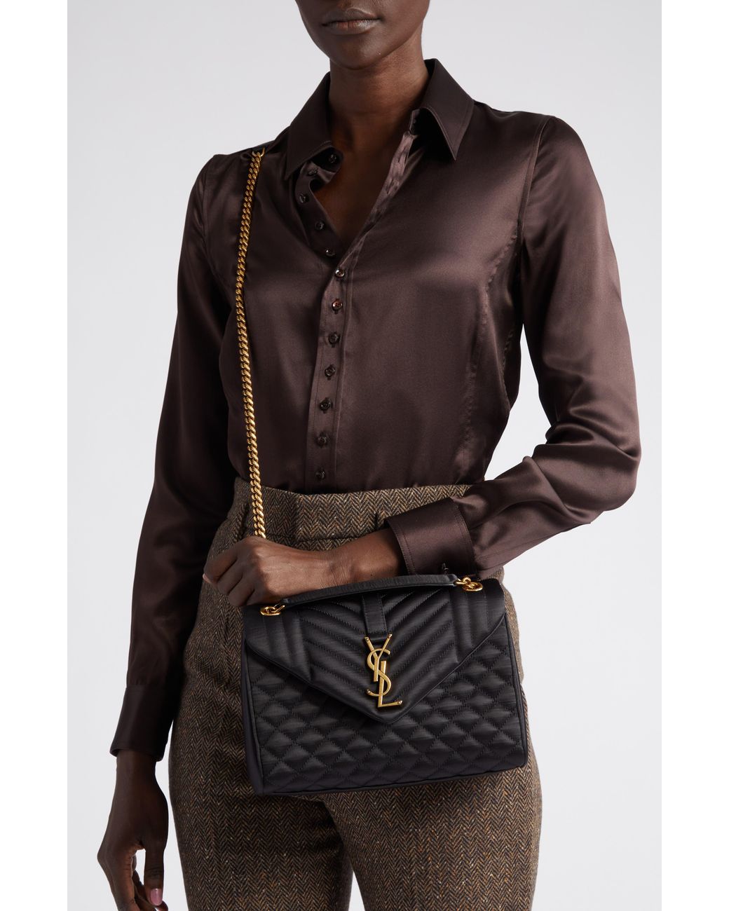 Saint Laurent Medium Cassandra Quilted Leather Envelope Bag