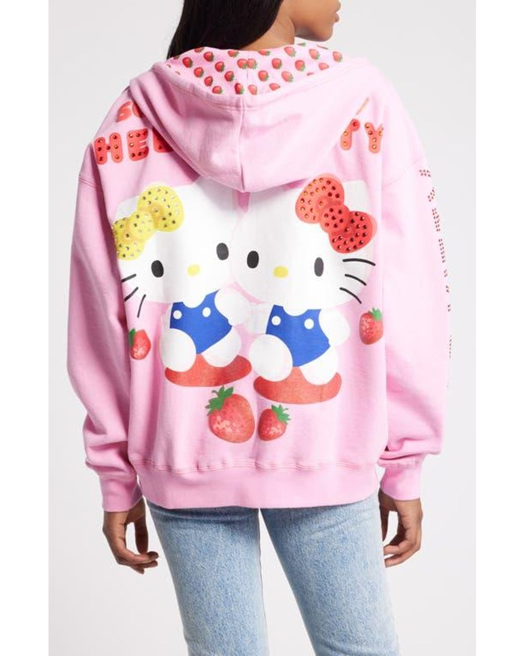 Dumbgood X Sanrio Hello Kitty 50Th Anniversary Cotton Zip Hoodie in Red Lyst