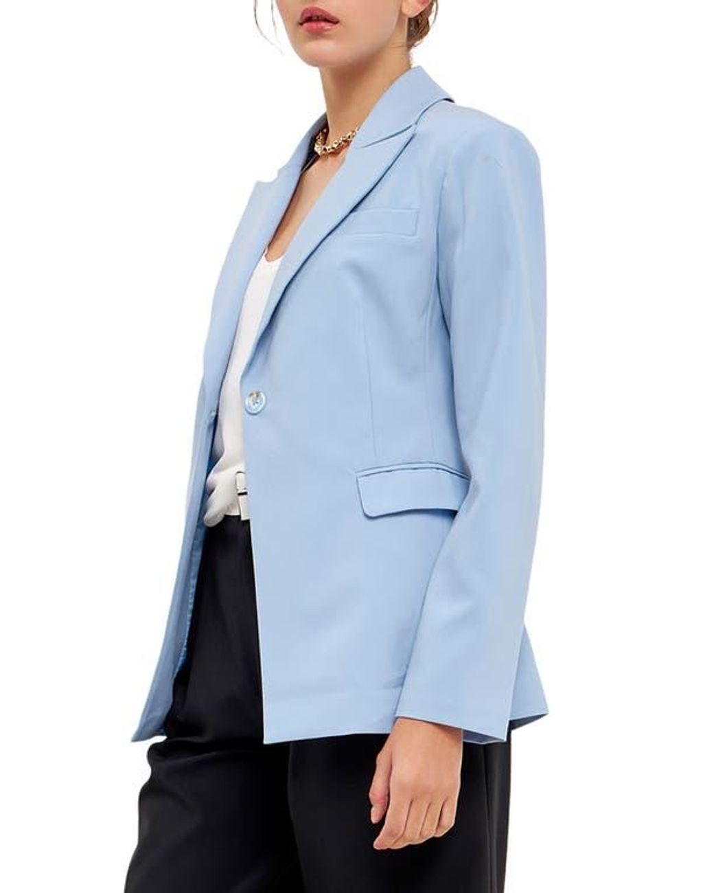 Grey Lab Blue One-Button Blazer