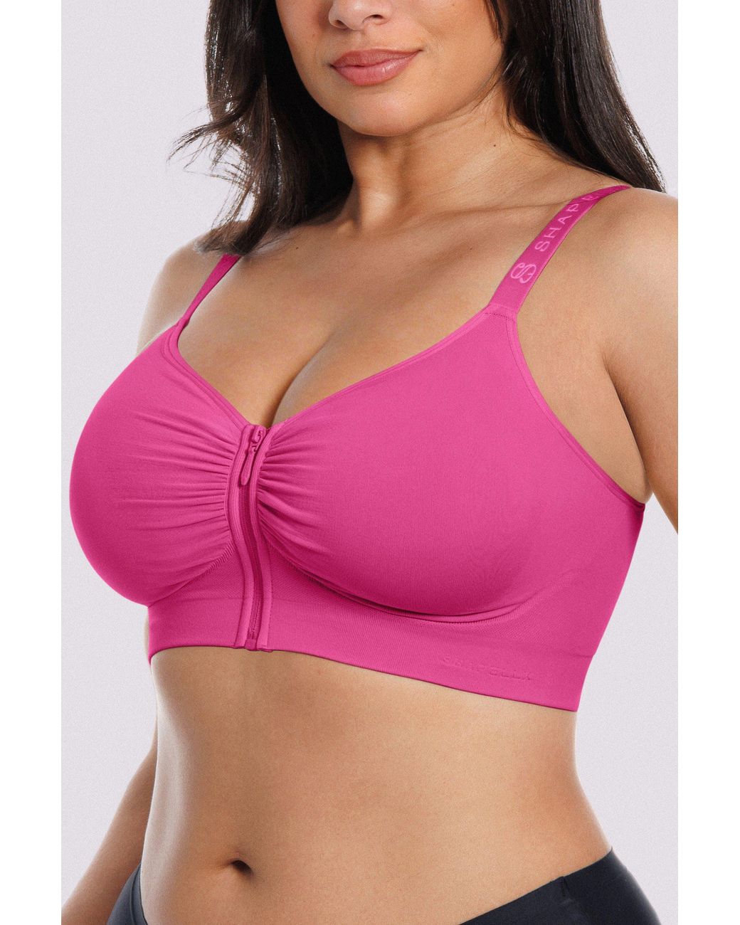 Shapellx Pink Skin Flow Seamless Front-Zip Wireless Bra