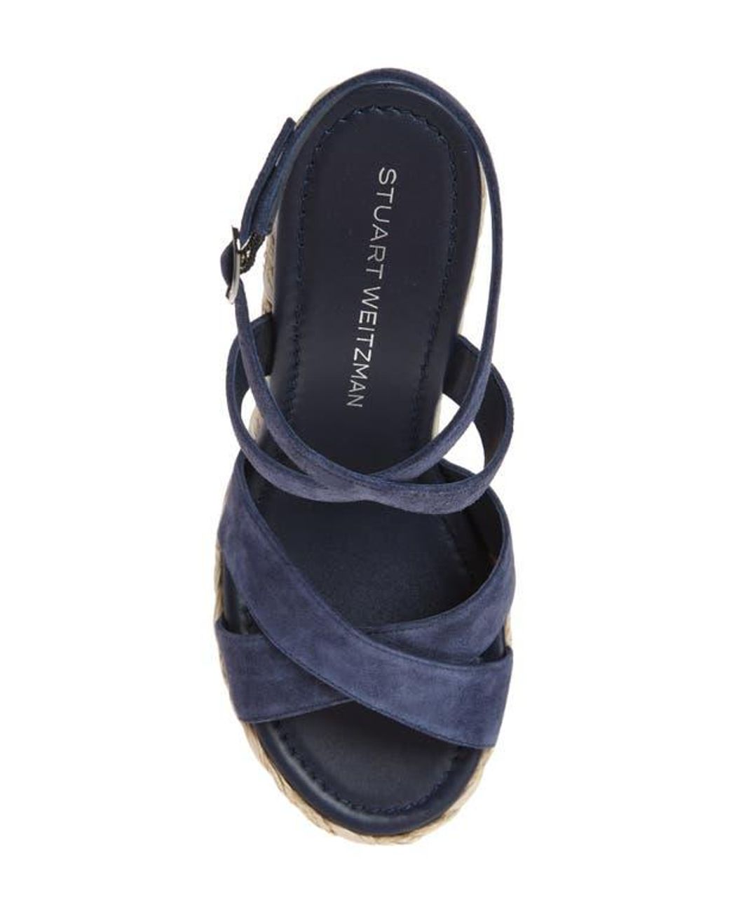 Stuart Foot Stuart Weitzman Alyssa Ankle Strap Wedge Sandal in Blue | Lyst