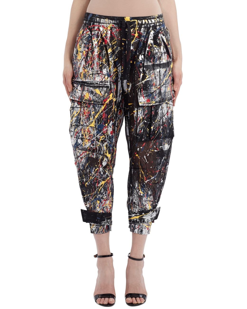 Dolce & Gabbana Paint Splatter Organza Crop Cargo Pants in Black Lyst