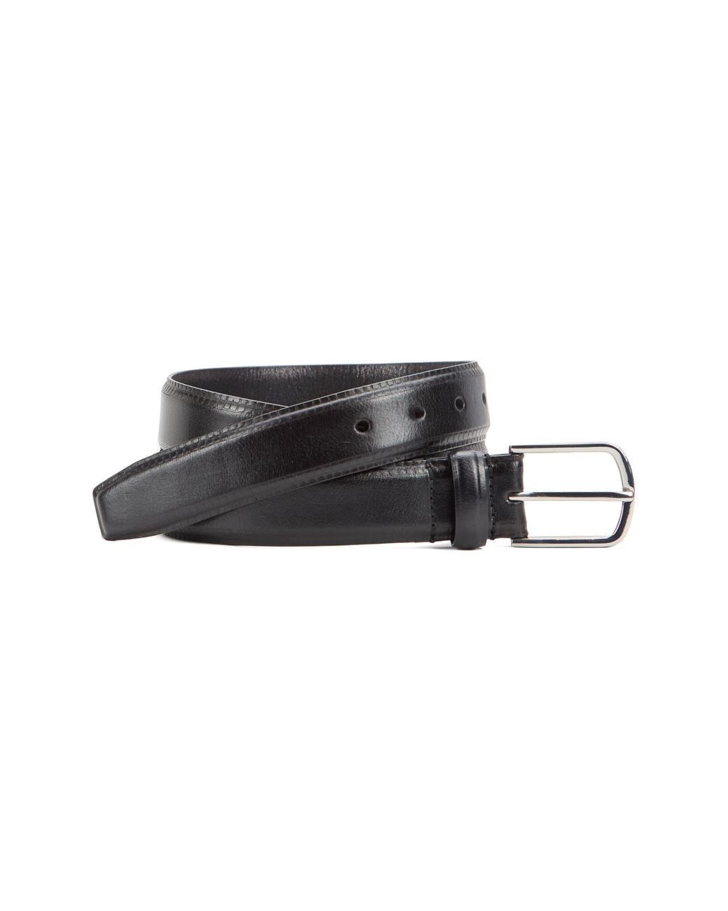 Johnston & Murphy Black Edge Embossed Leather Belt for men