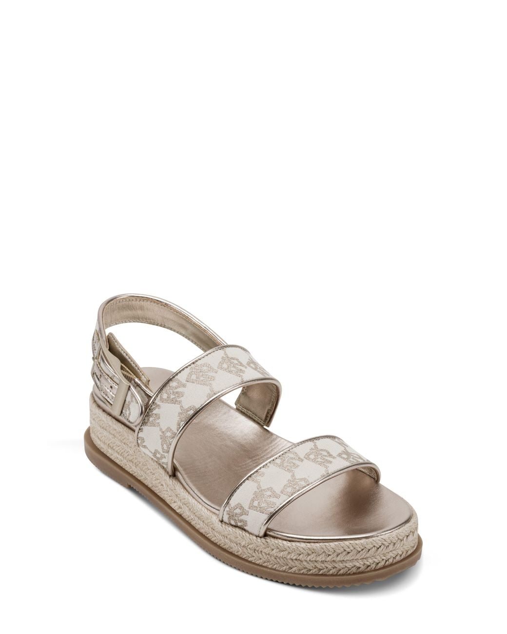 DKNY White Berris Slingback Platform Espadrille