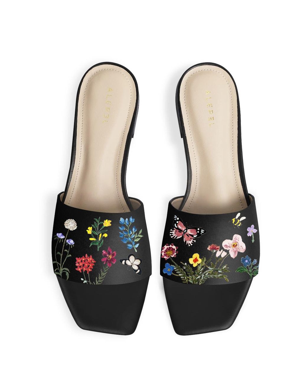 Alepel Black Leather Slide