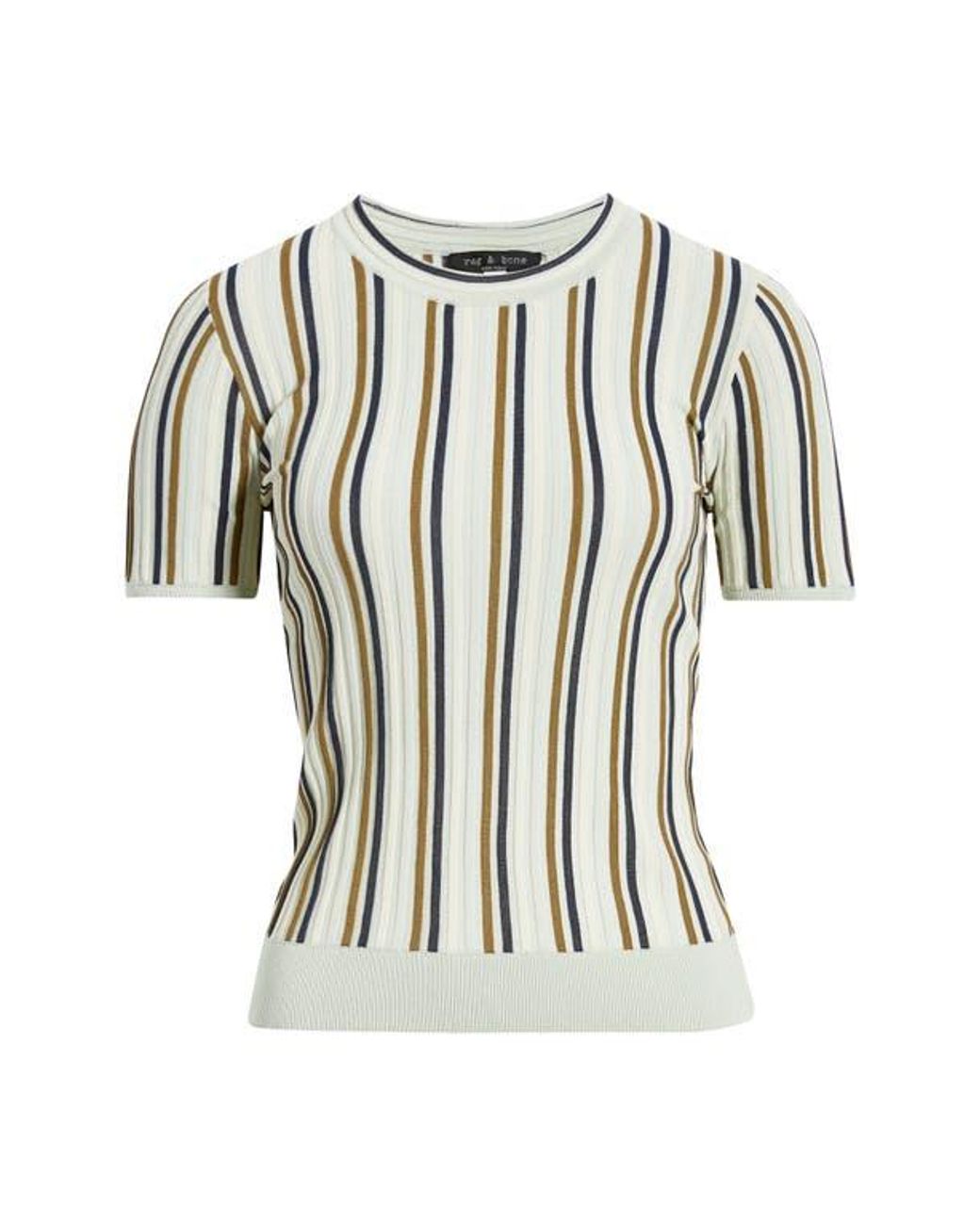 White Rag Top Rag & Bone Victoria Stripe Rib Knit Top in White | Lyst
