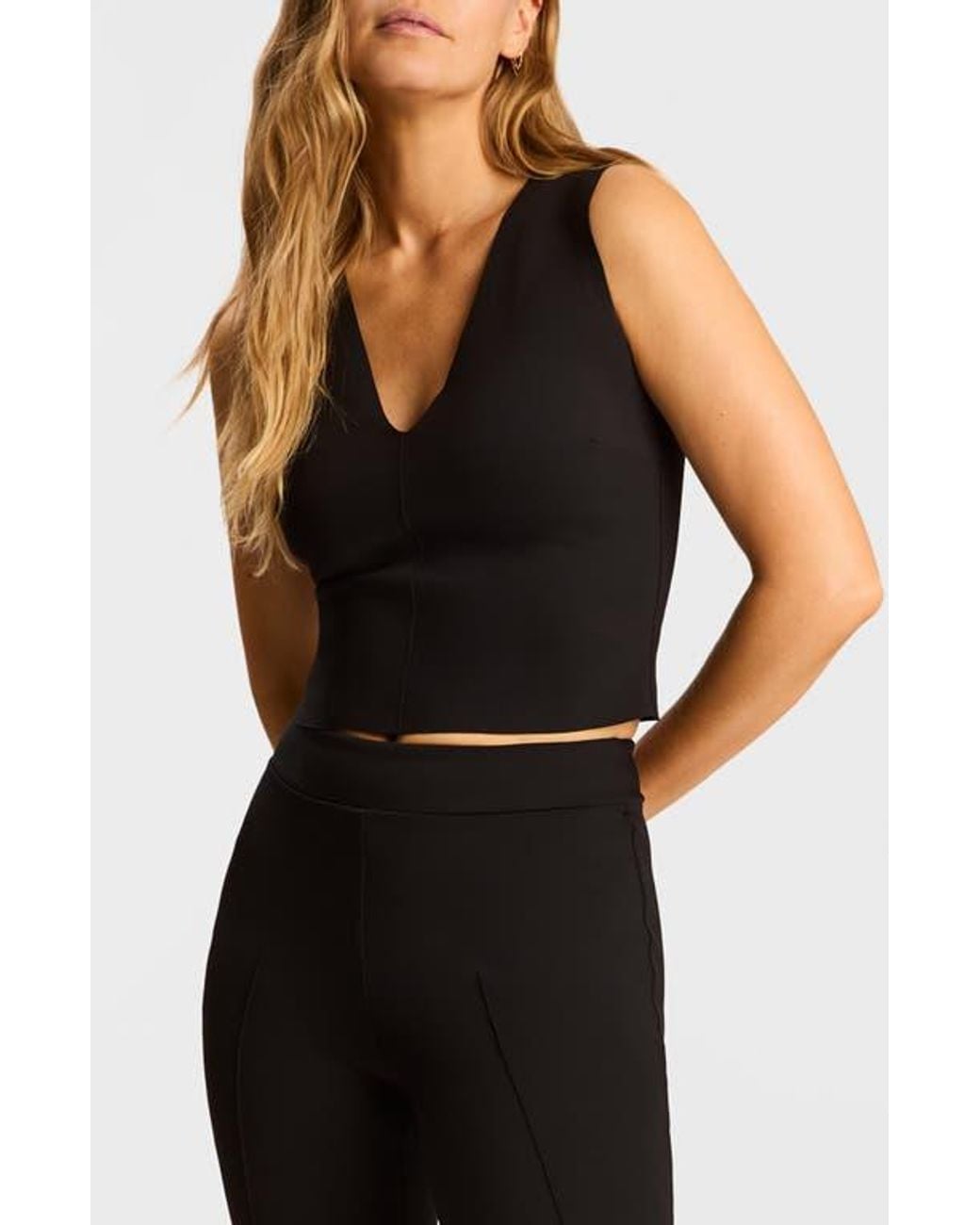 Commando Black Ceo Scuba Knit V-Neck Shell