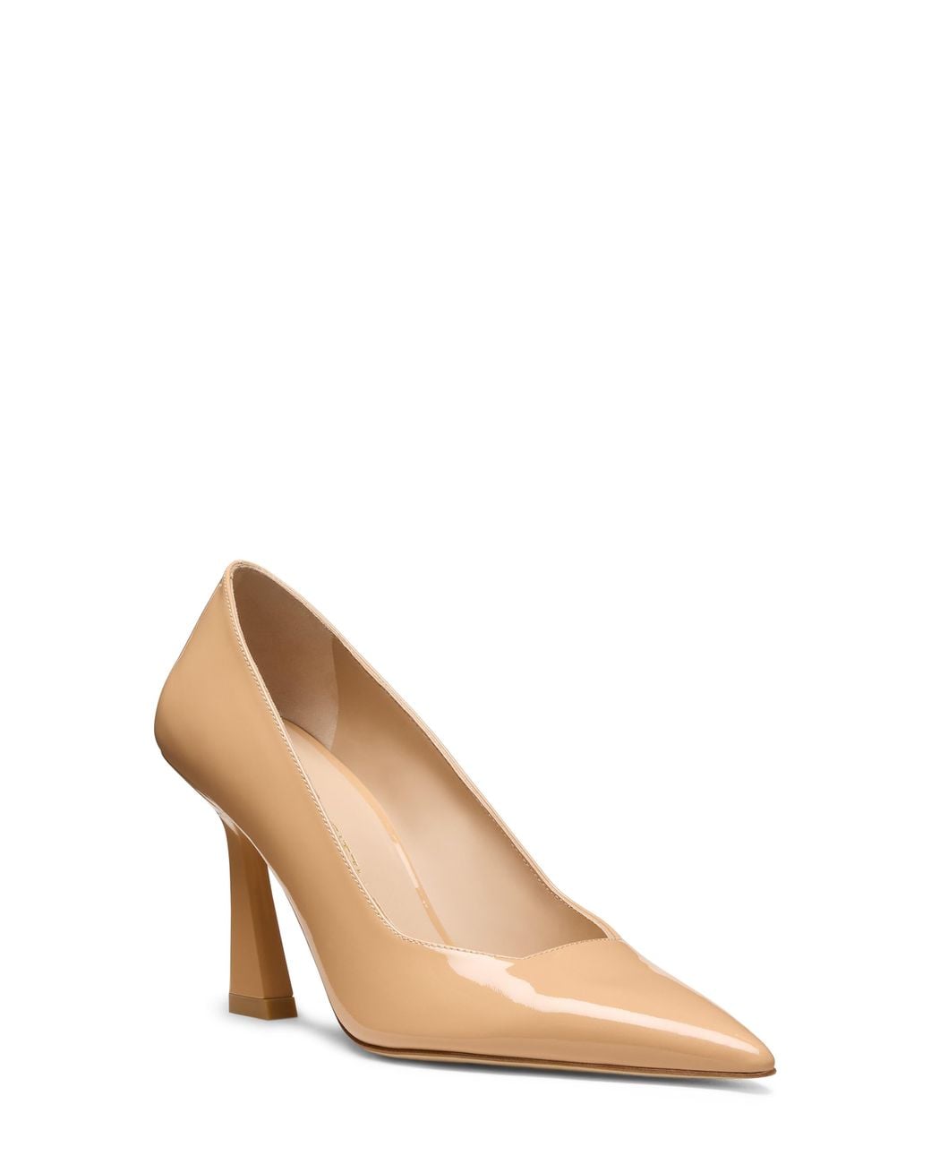 Stuart Weitzman Natural Vinnie 85 Patent Leather Pointed Toe Pump