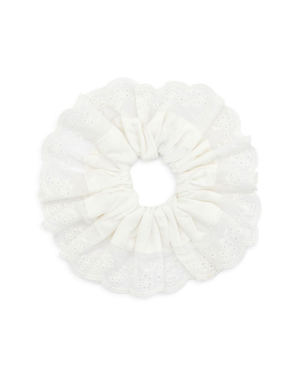 Tasha White Oversize Eyelet Scrunchie