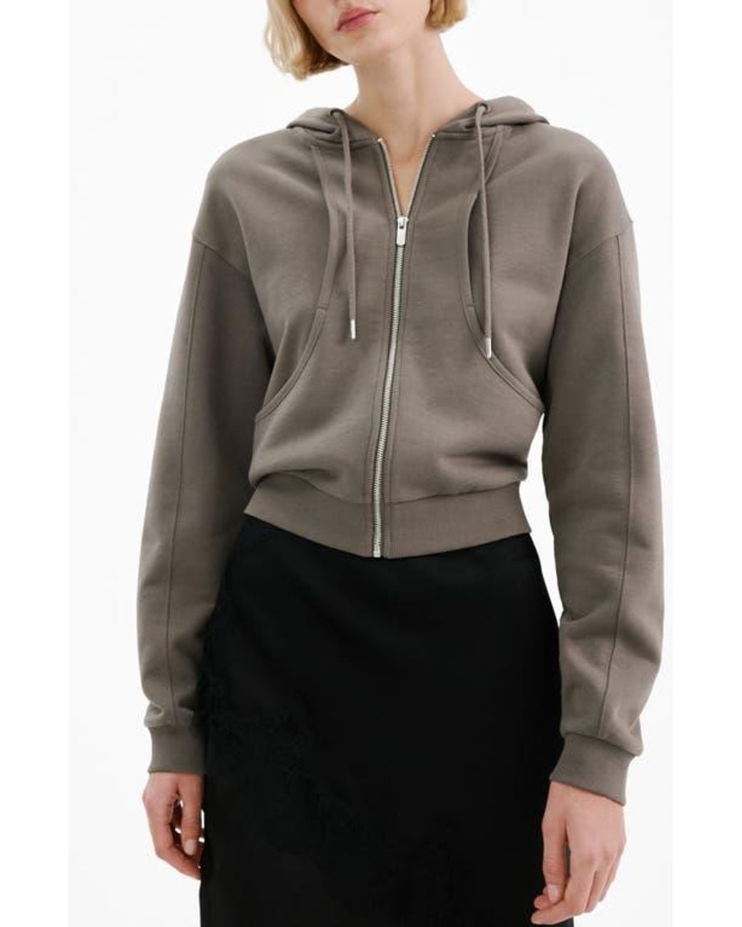 Mango Gray Seamed Terry Zip Hoodie