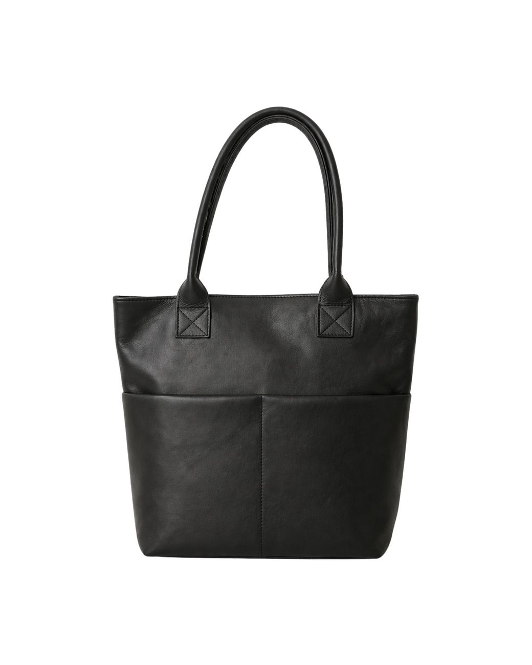Amasouk Black Classic Structured Leather Tote Bag