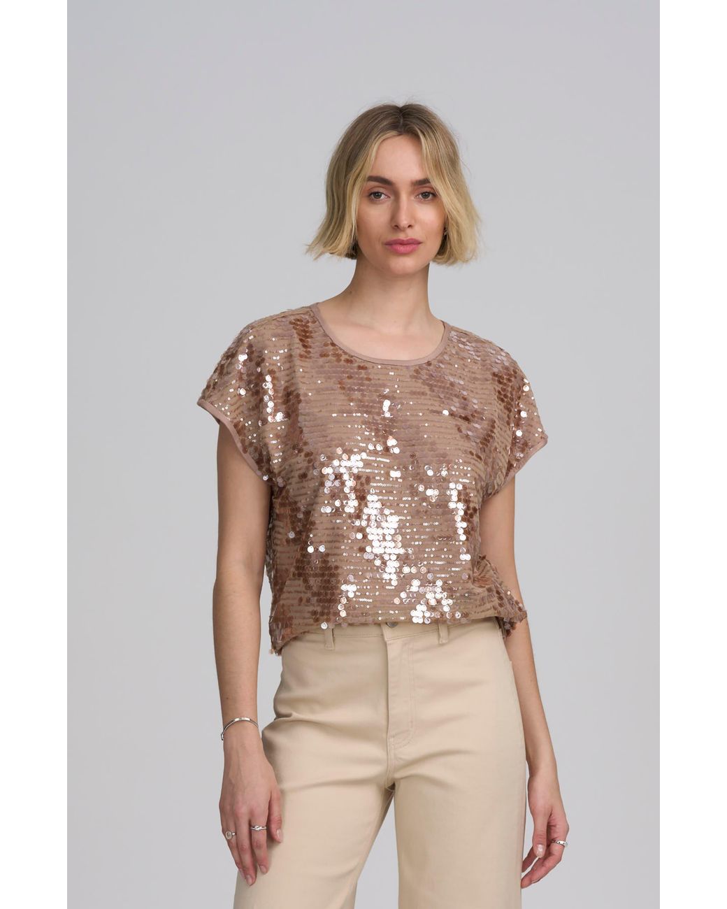 Elle Collection Brown Sequin Tee