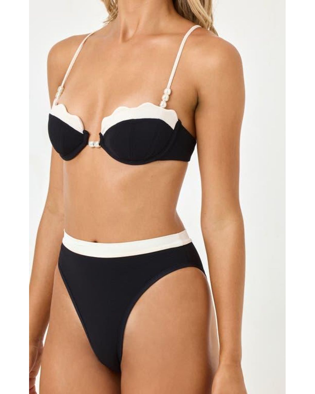 LSPACE Black Sunrise Shell Bikini Top