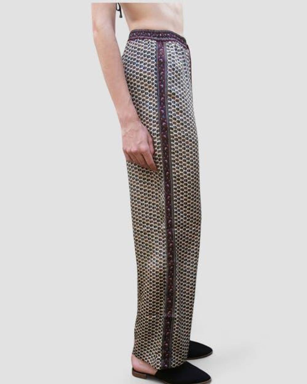 Monzlapur Brown Embossed Botanical Crepe Pant