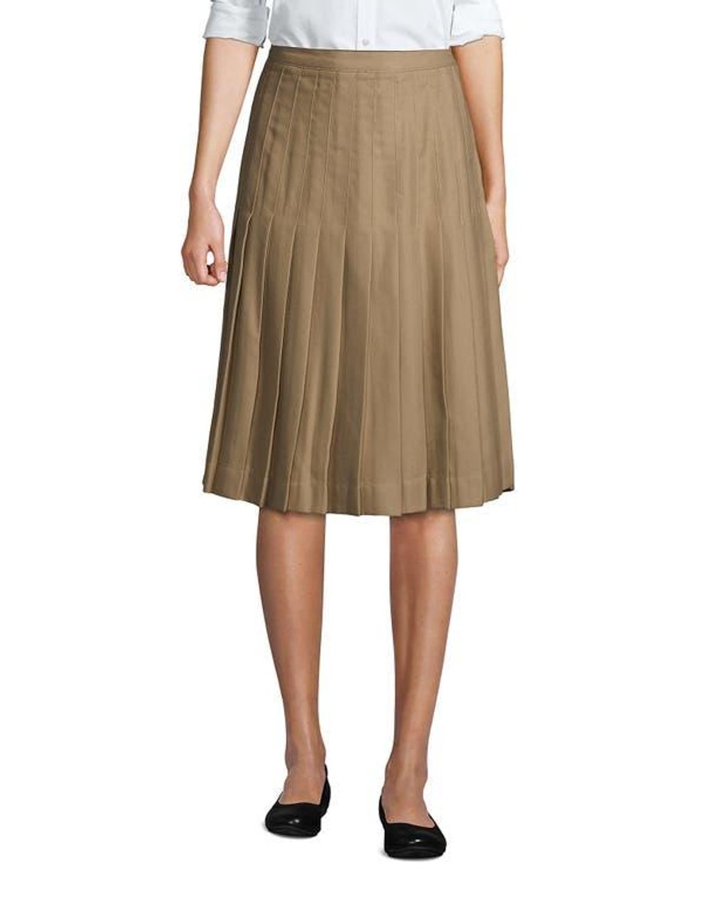 Lands End School Uniform Solid Pleated Skirt Below The Knee in Natural Lyst