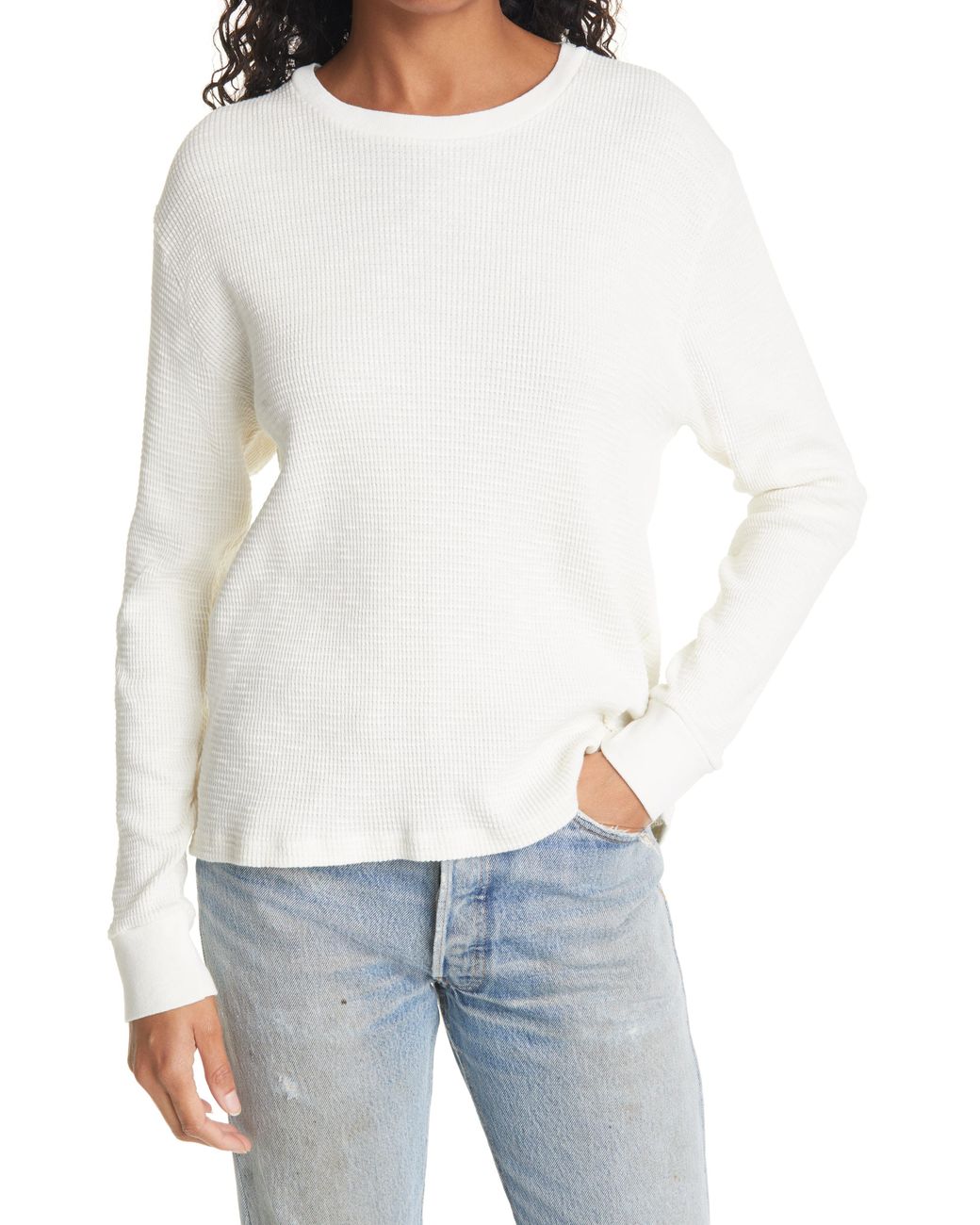 RE/DONE Long Sleeve Thermal Tee in Vintage White (White) Lyst
