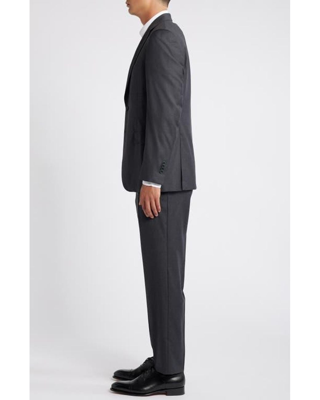 Canali Black Solid Wool Suit for men