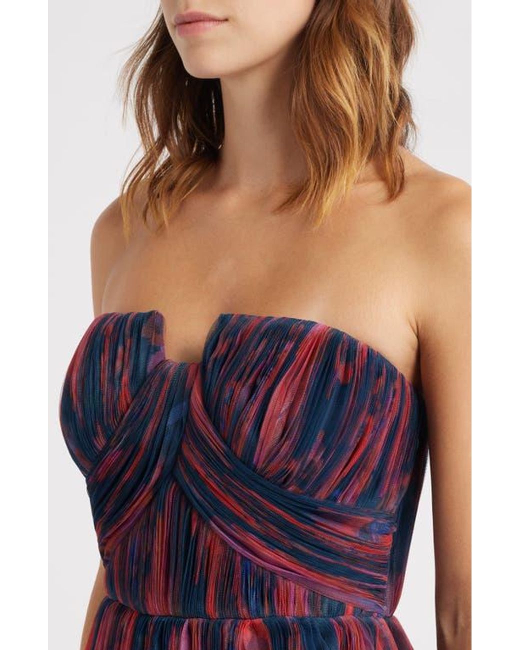 Hutch Simi Pliss Ruffle Strapless Gown in Purple | Lyst