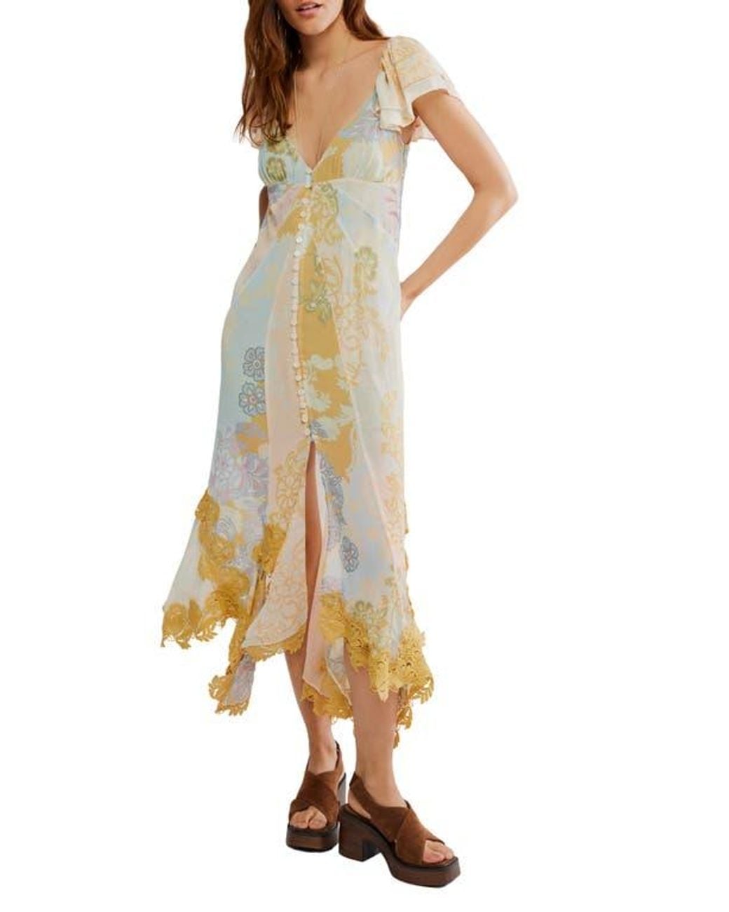 Free People Bali Aurora Flutter Sleeve Midi Dress | Lyst