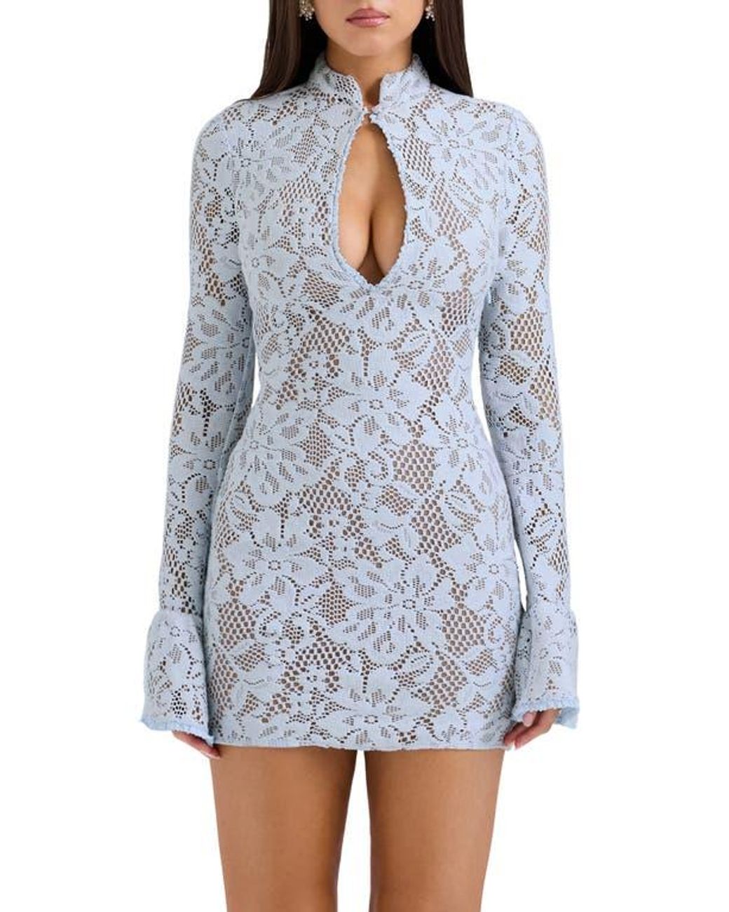 House Of Cb Brianna Long Sleeve Lace Body-Con Minidress in Gray | Lyst House Of Cb Brianna Long Sleeve Lace Body-Con Minidress in Gray | Lyst