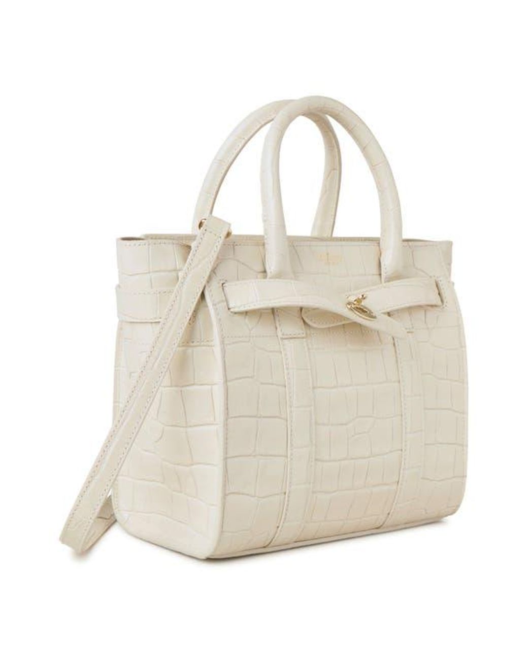 Mulberry Mini Zipped Bayswater Croc Embossed Leather Satchel