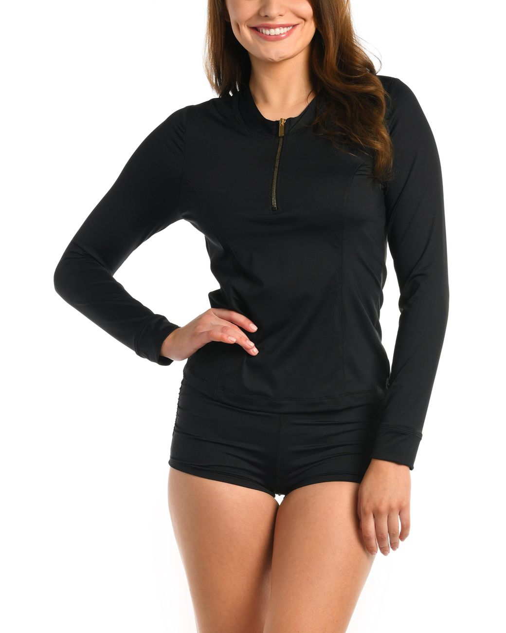 La Blanca Island Goddess Halfzip Rashguard in Black Lyst
