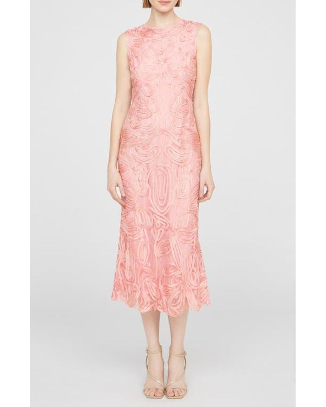 JS Collections Meli Soutache Cocktail Midi Dress in Pink | Lyst